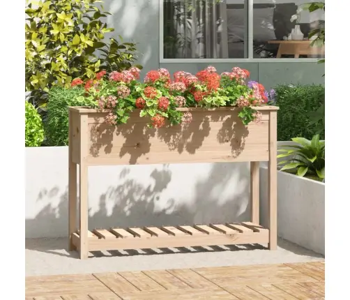 Puķu Kaste Ar Plauktu, Pelēka, 111,5X34,5X81, Priedes Masīvkoks Vidaxl