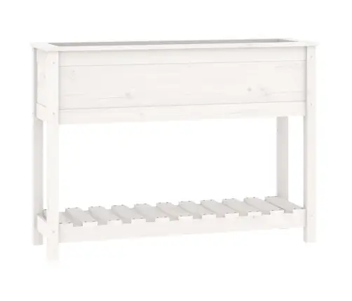 Puķu Kaste Ar Plauktu, Balta, 111,5X34,5X81 Cm, Priedes Koks Vidaxl