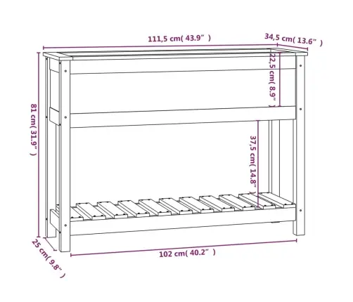 Puķu Kaste Ar Plauktu, Balta, 111,5X34,5X81 Cm, Priedes Koks Vidaxl