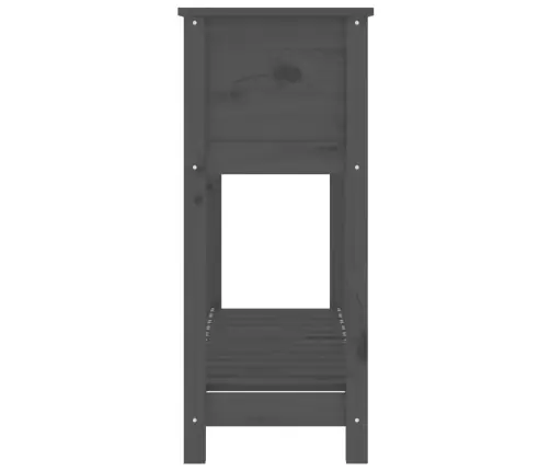 Puķu Kaste Ar Plauktu, Pelēka, 111,5X34,5X81, Priedes Masīvkoks Vidaxl