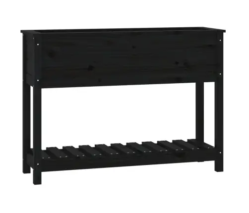 Puķu Kaste Ar Plauktu, Melna, 111,5X34,5X81, Priedes Masīvkoks Vidaxl