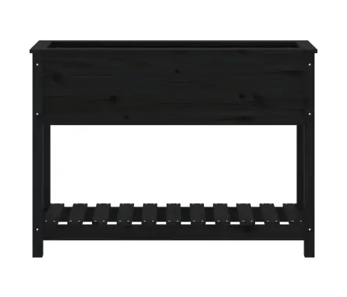 Puķu Kaste Ar Plauktu, Melna, 111,5X34,5X81, Priedes Masīvkoks Vidaxl