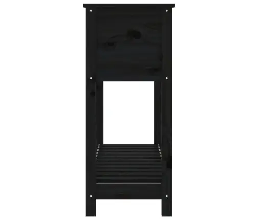 Puķu Kaste Ar Plauktu, Melna, 111,5X34,5X81, Priedes Masīvkoks Vidaxl