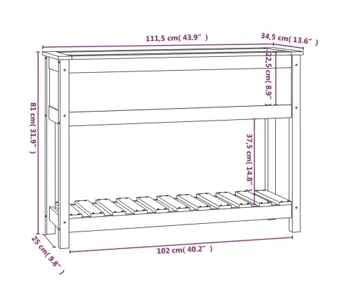 Puķu Kaste Ar Plauktu, Melna, 111,5X34,5X81, Priedes Masīvkoks Vidaxl