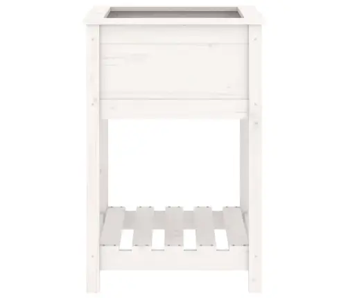 Puķu Kaste Ar Plauktu, Balta, 54X54X81 Cm, Priedes Masīvkoks Vidaxl