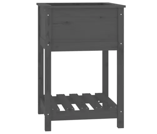 Puķu Kaste Ar Plauktu, Pelēka, 54X54X81 Cm, Priedes Masīvkoks Vidaxl