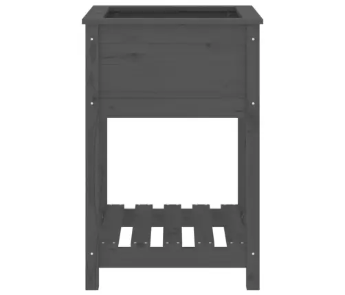 Puķu Kaste Ar Plauktu, Pelēka, 54X54X81 Cm, Priedes Masīvkoks Vidaxl