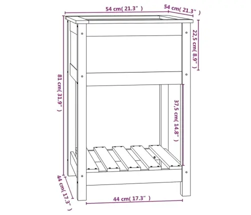 Puķu Kaste Ar Plauktu, Pelēka, 54X54X81 Cm, Priedes Masīvkoks Vidaxl