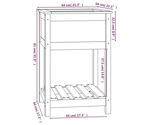 Puķu Kaste Ar Plauktu, Melna, 54X54X81 Cm, Priedes Masīvkoks Vidaxl