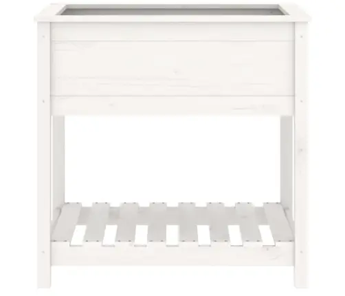 Puķu Kaste Ar Plauktu, Balta, 82,5X54X81 Cm, Priedes Masīvkoks Vidaxl