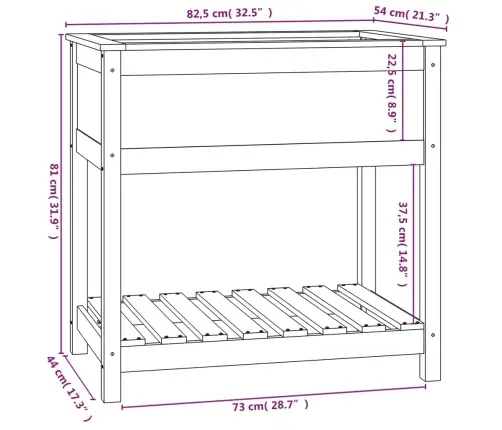 Puķu Kaste Ar Plauktu, Balta, 82,5X54X81 Cm, Priedes Masīvkoks Vidaxl