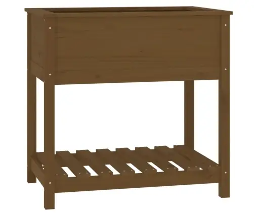 Puķu Kaste Ar Plauktu, Medus Brūna, 82,5X54X81 Cm, Priedes Koks Vidaxl