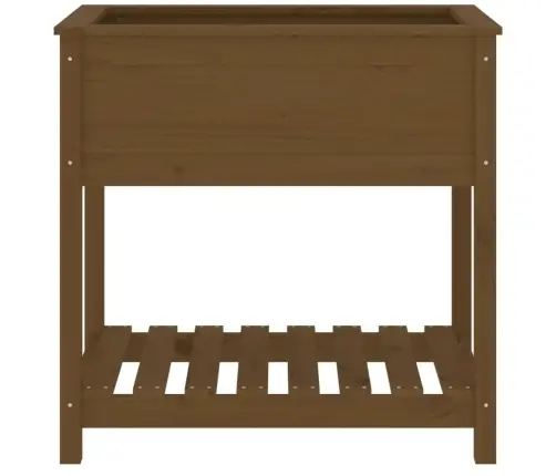 Puķu Kaste Ar Plauktu, Medus Brūna, 82,5X54X81 Cm, Priedes Koks Vidaxl