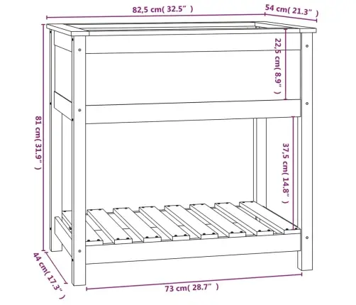 Puķu Kaste Ar Plauktu, Medus Brūna, 82,5X54X81 Cm, Priedes Koks Vidaxl