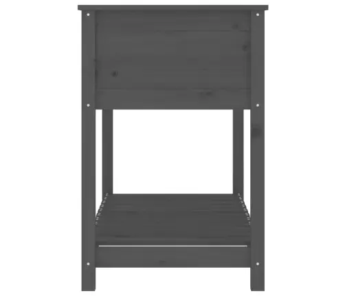 Puķu Kaste Ar Plauktu, Pelēka, 111,5X54X81Cm, Priedes Masīvkoks Vidaxl