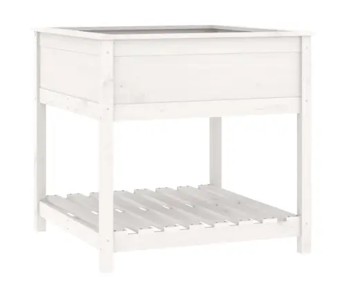 Puķu Kaste Ar Plauktu, Balta, 82,5X82,5X81Cm, Priedes Masīvkoks Vidaxl