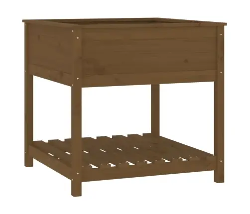 Puķu Kaste Ar Plauktu, Medus Brūna, 82,5X82,5X81, Priedes Koks Vidaxl