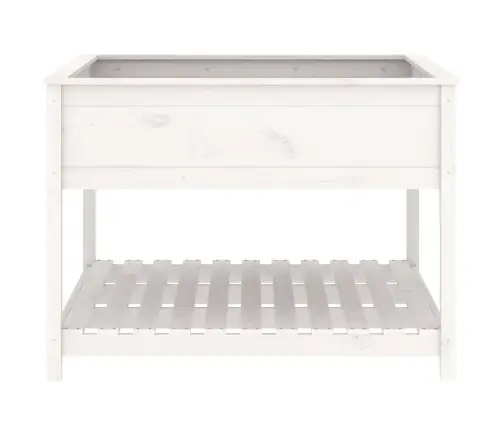 Puķu Kaste Ar Plauktu, Balta, 111,5X111,5X81 Cm, Priedes Koks Vidaxl