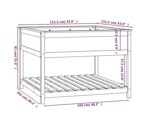 Puķu Kaste Ar Plauktu, Balta, 111,5X111,5X81 Cm, Priedes Koks Vidaxl