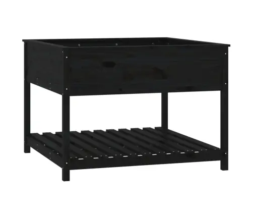 Puķu Kaste Ar Plauktu, Melna, 111,5X34,5X81, Priedes Masīvkoks Vidaxl