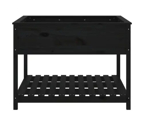 Puķu Kaste Ar Plauktu, Melna, 111,5X34,5X81, Priedes Masīvkoks Vidaxl