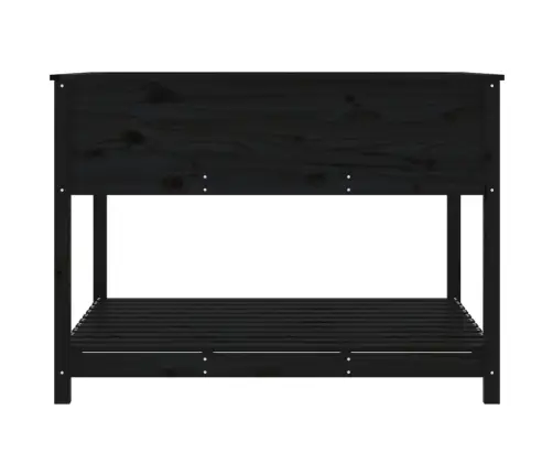 Puķu Kaste Ar Plauktu, Melna, 111,5X34,5X81, Priedes Masīvkoks Vidaxl