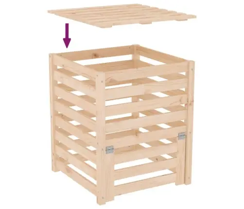 Komposta Kaste, 63,5X63,5X77,5 Cm, Priedes Masīvkoks Vidaxl