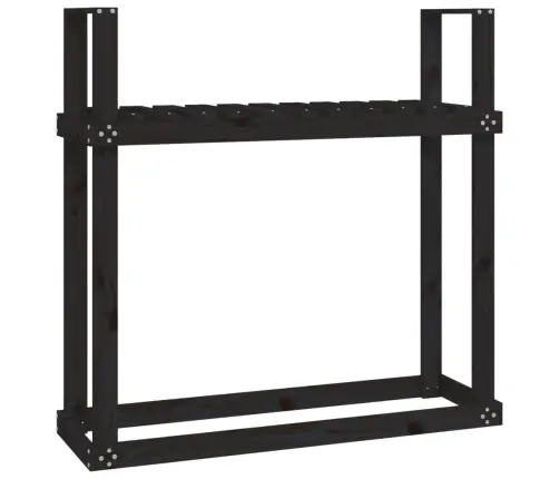 Stovas Malkoms, Juodas, 110X35X108,5cm Pušies Medienos Masyvas