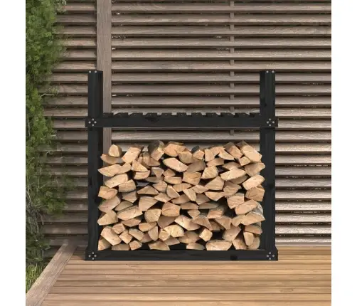 Stovas Malkoms, Juodas, 110X35X108,5cm Pušies Medienos Masyvas