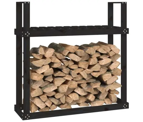 Stovas Malkoms, Juodas, 110X35X108,5cm Pušies Medienos Masyvas