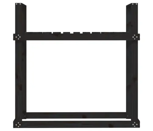 Stovas Malkoms, Juodas, 110X35X108,5cm Pušies Medienos Masyvas