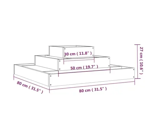Puķu Kaste, Balta, 80X80X27 Cm, Priedes Masīvkoks Vidaxl
