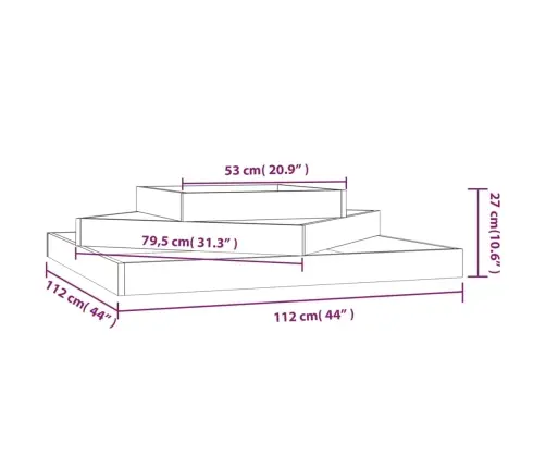 Puķu Kaste, Balta, 112X112X27 Cm, Priedes Masīvkoks Vidaxl