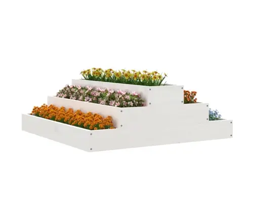 Taimekast, Valge, 80 X 80 X 27 cm Männipuit