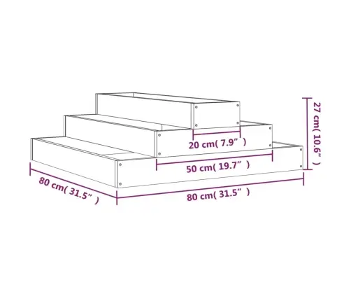 Taimekast, Valge, 80 X 80 X 27 cm Männipuit