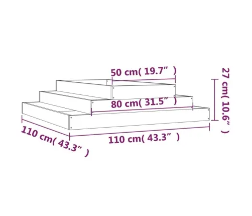 Taimekast, Must, 110 X 110 X 27 cm Männipuit