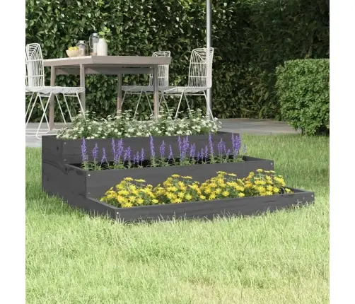 Puķu Kaste, Pelēka, 78X78X27 Cm, Priedes Masīvkoks Vidaxl