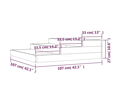 Taimekast, Valge, 107 X 107 X 27 cm Männipuit