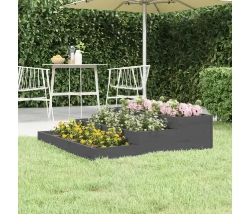 Puķu Kaste, Pelēka, 107X107X27 Cm, Priedes Masīvkoks Vidaxl