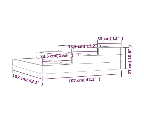 Lovelis, 107X107X27cm Douglas Eglės Medienos Masyvas