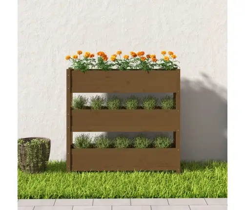 Puķu Kaste, 112X25X104,5 Cm, Priedes Masīvkoks, Medus Brūna Vidaxl