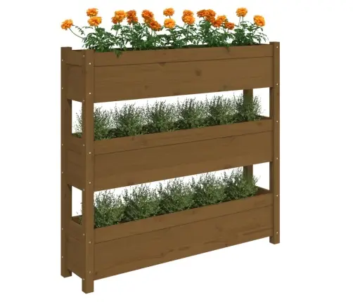 Puķu Kaste, 112X25X104,5 Cm, Priedes Masīvkoks, Medus Brūna Vidaxl