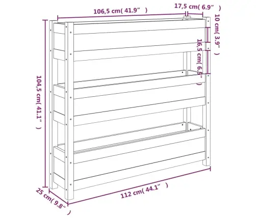 Puķu Kaste, 112X25X104,5 Cm, Priedes Masīvkoks, Medus Brūna Vidaxl