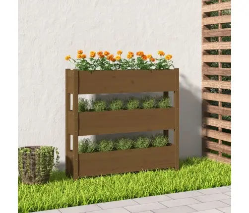 Puķu Kaste, 112X25X104,5 Cm, Priedes Masīvkoks, Medus Brūna Vidaxl