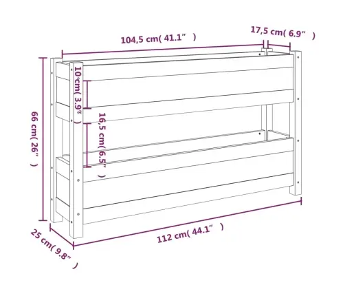 Taimekast, Meepruun, 112 X 25 X 66 cm Männipuit Taimekast, Meepruun, 112 X 25 X 66 cm Männipuit