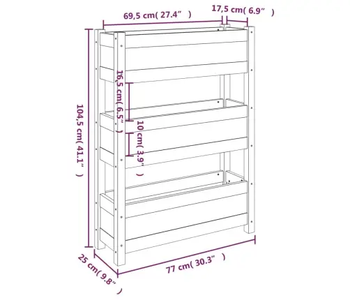 Taimekast, Valge, 77 X 25 X 104,5 cm Männipuit