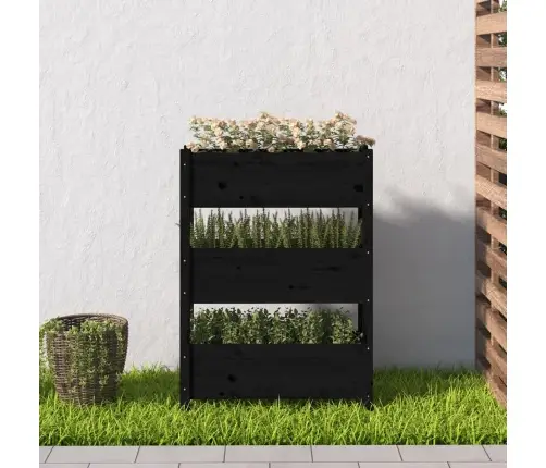 Puķu Kaste, Melna, 77X25X104,5 Cm, Priedes Masīvkoks Vidaxl