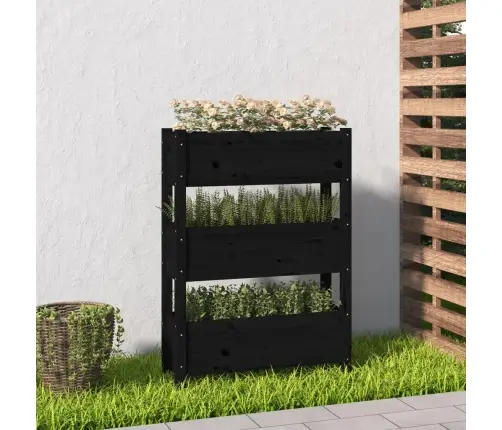Puķu Kaste, Melna, 77X25X104,5 Cm, Priedes Masīvkoks Vidaxl