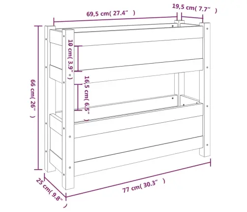 Taimekast, Valge, 77 X 25 X 66 cm Männipuit