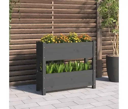 Puķu Kaste, Pelēka, 77X25X66 Cm, Priedes Masīvkoks Vidaxl